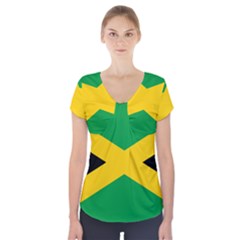 Jamaica Flag Short Sleeve Front Detail Top by FlagGallery