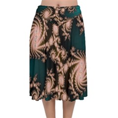 Fractal Pattern Abstraction Velvet Flared Midi Skirt by Pakrebo