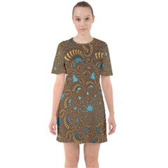 Fractal Abstract Sixties Short Sleeve Mini Dress by Bajindul
