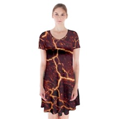 Lava Fire Short Sleeve V-neck Flare Dress by Bajindul