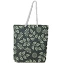 Flowers Pattern Spring Green Full Print Rope Handle Tote (Large) View1