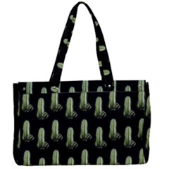 Cactus Black Pattern Canvas Work Bag by snowwhitegirl