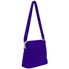 Blue Pattern Red Texture Zipper Messenger Bag by Mariart