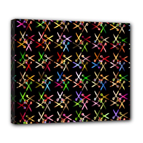 Scissors Pattern Colorful Prismatic Deluxe Canvas 24  X 20  (stretched) by HermanTelo