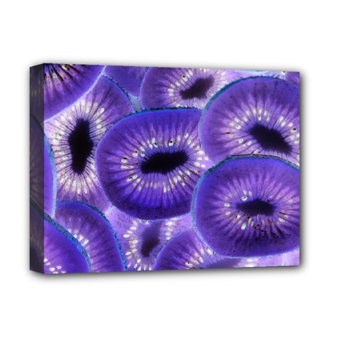Sliced Kiwi Fruits Purple Deluxe Canvas 16  X 12  (stretched)  by Pakrebo