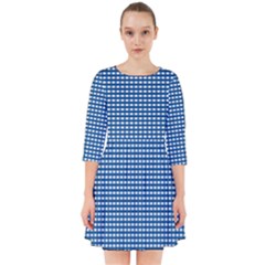 Gingham Plaid Fabric Pattern Blue Smock Dress by HermanTelo
