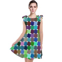 Geometric Background Colorful Tie Up Tunic Dress by HermanTelo