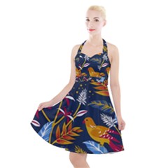 Colorful Birds In Nature Halter Party Swing Dress  by Sobalvarro