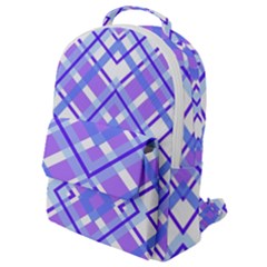 Geometric Plaid Purple Blue Flap Pocket Backpack (small) by Mariart