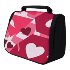 Pink Hearts Pattern Love Shape Full Print Travel Pouch (small) by Bajindul