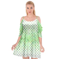 Green Pattern Curved Puzzle Cutout Spaghetti Strap Chiffon Dress by HermanTelo