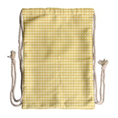 Gingham Plaid Fabric Pattern Yellow Drawstring Bag (large) by HermanTelo