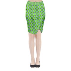 Pattern Green Midi Wrap Pencil Skirt by Mariart