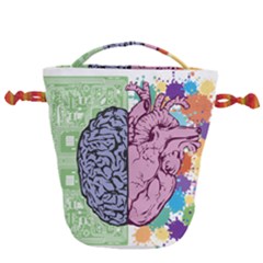 Brain Heart Balance Emotion Drawstring Bucket Bag by Sudhe