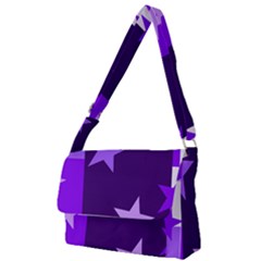 Purple Stars Pattern Shape Full Print Messenger Bag by Alisyart