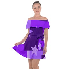 Purple Stars Pattern Shape Off Shoulder Velour Dress by Alisyart