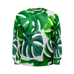 Tropical Greens Leaves Design Women s Sweatshirt by Simbadda