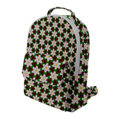 Pattern Flowers White Green Flap Pocket Backpack (large) by HermanTelo