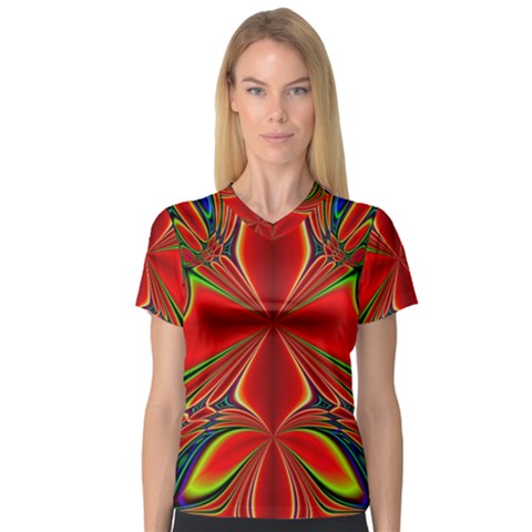 Abstract Abstract Art Fractal V-neck Sport Mesh Tee by Sudhe