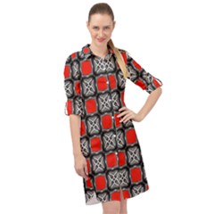 Pattern Square Long Sleeve Mini Shirt Dress by Alisyart