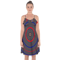 Art Design Fractal Circle Ruffle Detail Chiffon Dress by Pakrebo