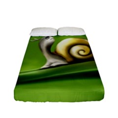 Snail Drops Rain Drawing Green Fitted Sheet (full/ Double Size) by Wegoenart