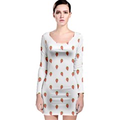 Cartoon Style Strawberry Pattern Long Sleeve Bodycon Dress by dflcprintsclothing
