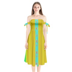 Colors And Flowers Shoulder Tie Bardot Midi Dress by pepitasart