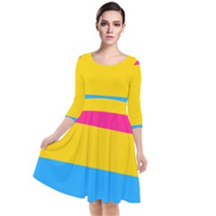 Pansexual Pride Flag Quarter Sleeve Waist Band Dress by lgbtnation