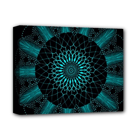 Ornament District Turquoise Deluxe Canvas 14  X 11  (stretched) by Pakrebo
