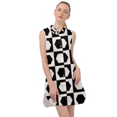 Chessboard Hexagons Squares Sleeveless Shirt Dress by Alisyart