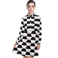 Hexagons Pattern Tessellation Long Sleeve Chiffon Shirt Dress by Mariart