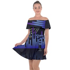 Speakers Music Sound Off Shoulder Velour Dress by HermanTelo