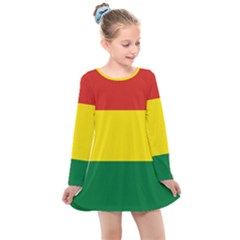 Bolivia Flag Kids  Long Sleeve Dress by FlagGallery