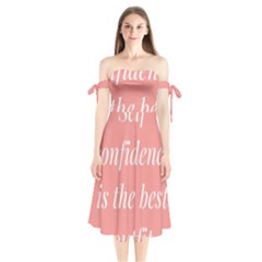Self Confidence  Shoulder Tie Bardot Midi Dress by Abigailbarryart