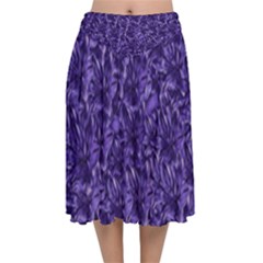 Pattern Color Ornament Velvet Flared Midi Skirt by HermanTelo
