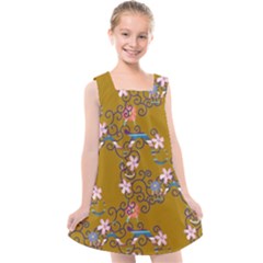Textile Flowers Pattern Kids  Cross Back Dress by HermanTelo