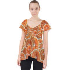 Oranges Background Lace Front Dolly Top by HermanTelo