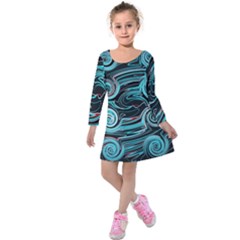 Background Neon Abstract Kids  Long Sleeve Velvet Dress by HermanTelo