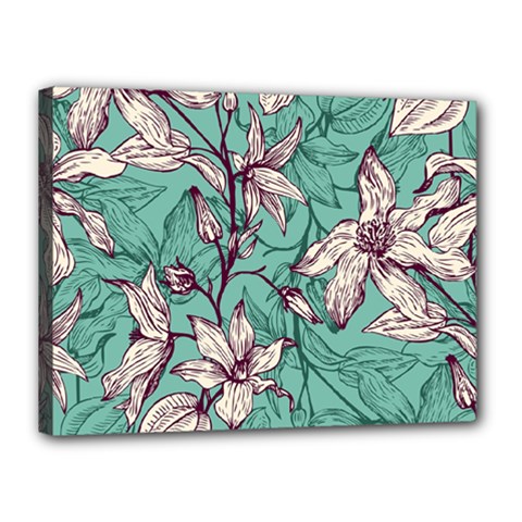 Vintage Floral Pattern Canvas 16  X 12  (stretched) by Sobalvarro