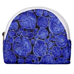Neon Abstract Cobalt Blue Wood Horseshoe Style Canvas Pouch by Bajindul