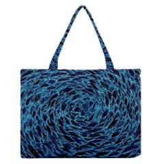 Neon Abstract Surface Texture Blue Zipper Medium Tote Bag by HermanTelo
