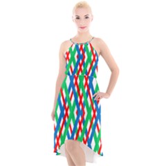 Geometric Line Rainbow High-low Halter Chiffon Dress  by HermanTelo