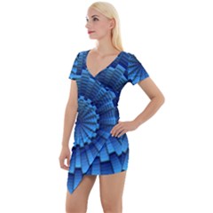 Mandala Background Texture Short Sleeve Asymmetric Mini Dress by HermanTelo