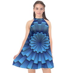 Mandala Background Texture Halter Neckline Chiffon Dress  by HermanTelo