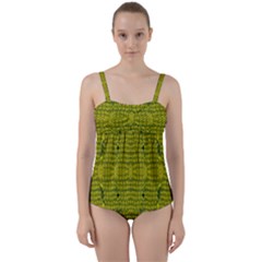Flowers In Yellow For Love Of The Decorative Twist Front Tankini Set by pepitasart