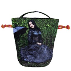 Gotthic Girl With Umbrella Drawstring Bucket Bag by snowwhitegirl