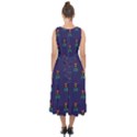 Nerdy 60s  Girl Pattern Blue Midi Tie-Back Chiffon Dress View2