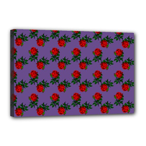 Red Roses Purple Vintage Canvas 18  X 12  (stretched) by snowwhitegirl
