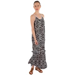 Fabric Geometric Shape Cami Maxi Ruffle Chiffon Dress by HermanTelo
